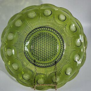 Bartlett Collins Manhattan Bulls Eye Green Plate with Scalloped Edges Vintage